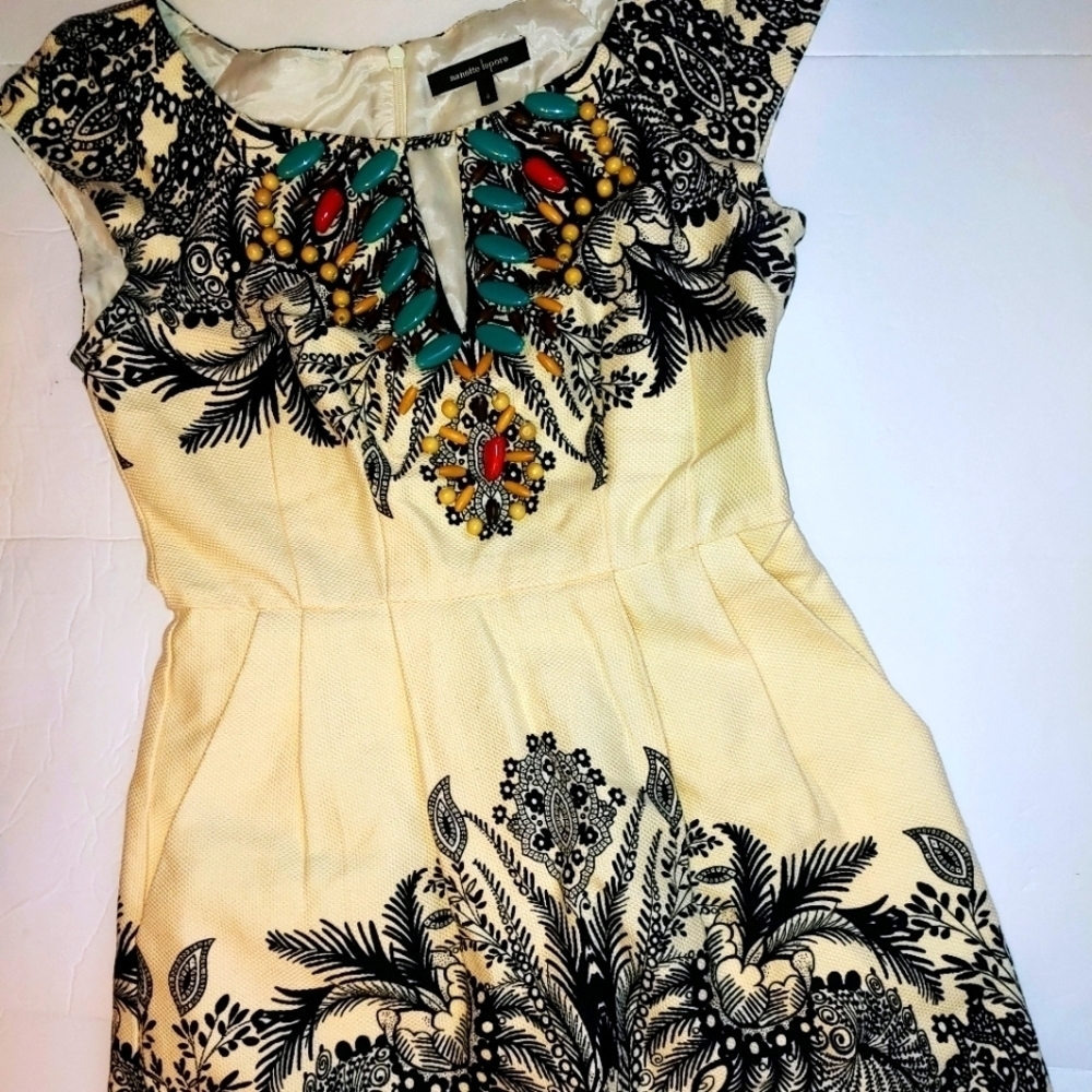 NWOT Nanette Lapore Beaded Cotton Dress Pockets 4